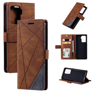 huismerk Voor Oppo A94 4G / F19 Pro Skin Feel Splicing Horizontale Flip Lederen Case met Houder & Card Slots & Portemonnee & Photo Frame (Brown)