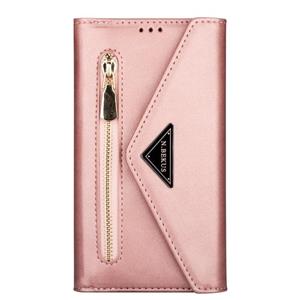 huismerk Voor Samsung Galaxy S20 Skin Feel Zipper Horizontale Flip Lederen case met Holder & Card Slots & Photo Frame & Lanyard & Long Rope (Rose Gold)