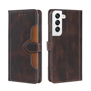 huismerk Voor Samaung Galaxy S22 5G Huid Feel Stro Hat Horizontale Flip Lederen Case met Houder & Card Slots (Brown)