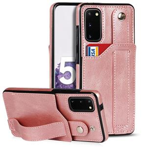 huismerk Voor Samsung Galaxy S20 Crazy Horse Texture Schokbestendig TPU + PU-lederen tas met kaartsleuf & polsbandhouder (ROSE GOUD)