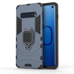 huismerk PC + TPU schokbestendige beschermhoes voor Samsung Galaxy S10 met magnetische ringhouder (marineblauw)