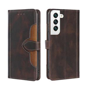 huismerk Voor Samaung Galaxy S22 + 5G Huid Feel Stro Hat Horizontale Flip Leren Case met Houder & Card Slots (Brown)