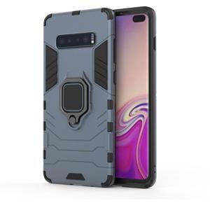 huismerk PC + TPU schokbestendig beschermhoesje voor Samsung Galaxy S10 Plus met magnetische ringhouder (marineblauw)