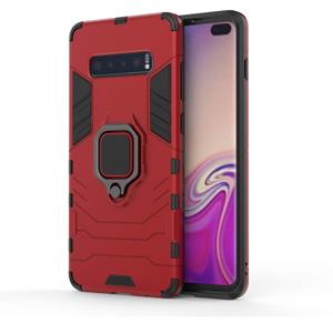 huismerk PC + TPU schokbestendige beschermhoes voor Samsung Galaxy S10 Plus met magnetische Ring Holder(Red)