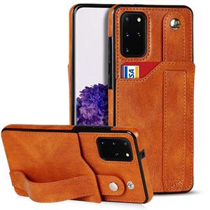 huismerk Voor Samsung Galaxy S20 + Crazy Horse Textuur Schokbestendig TPU + PU Lederen Case met kaartsleuf & polsbandhouder