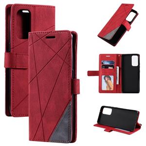 huismerk Voor Oppo Reno6 Pro 5G Huid Feel Splicing Horizontale Flip Leren Case Met Houder & Card Slots & Portemonnee & Photo Frame