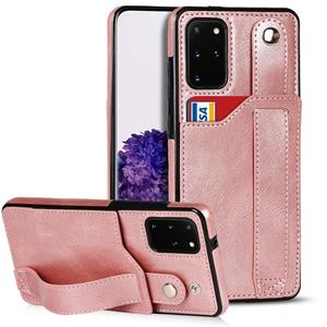 huismerk Voor Samsung Galaxy S20 + Crazy Horse Textuur Schokbestendig TPU + PU-lederen tas met kaartsleuf & polsbandhouder (ROSE GOUD)