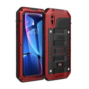 huismerk Waterdicht stofdicht schokbestendig zink legering + siliconen case voor iPhone XR (rood)