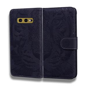 huismerk Voor Samsung Galaxy S10e Tiger Embossing Pattern Horizontale Flip Lederen Case met Holder & Card Slots & Wallet(Zwart)