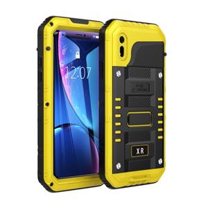 huismerk Waterdichte stofdichte schokbestendige zink legering + siliconen case voor iPhone XR (geel)