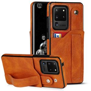 huismerk Voor Samsung Galaxy S20 Ultra Crazy Horse Textuur Schokbestendig TPU + PU Lederen Case met kaartsleuf & polsbandhouder