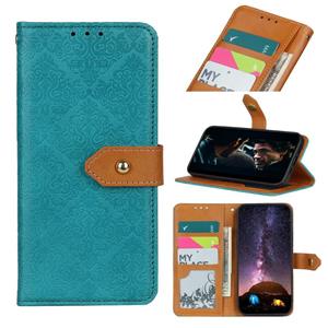 huismerk Voor Samsung Galaxy S21 Ultra 5G Europese Bloemen Reliëf Koperen Gesp Horizontale Flip PU Lederen Case met Houder & Kaart Slots & Portemonnee & Foto