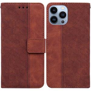 huismerk Geometrische reliëf lederen telefooncase voor iPhone 13 pro max