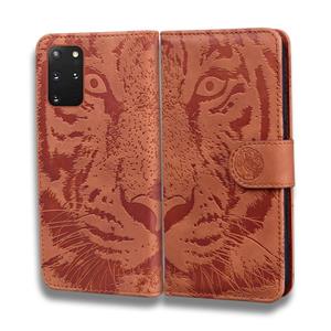 huismerk Voor Samsung Galaxy S20 Plus Tiger Embossing Pattern Horizontale Flip Lederen Case met Holder & Card Slots & Wallet(Brown)