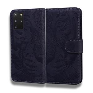 huismerk Voor Samsung Galaxy S20 Plus Tiger Embossing Pattern Horizontale Flip Lederen Case met Holder & Card Slots & Wallet(Zwart)