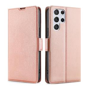 huismerk Voor Samaung Galaxy S22 Ultra 5G ultradunne spanning gesp PU + TPU Horizontale Flip Leren Case met Houder & Card Slot (ROSE GOUD)