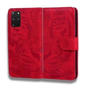 huismerk Voor Samsung Galaxy S20 Plus Tiger Embossing Pattern Horizontale Flip Lederen Case met Holder & Card Slots & Wallet(Red)