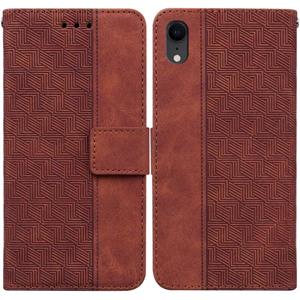 huismerk Geometrische reliëf lederen telefooncase voor iPhone XR