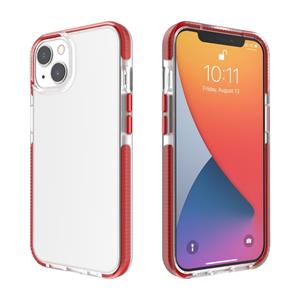 huismerk Two-color High Translucent Shockproof Protective Case For iPhone 13 mini(Red)