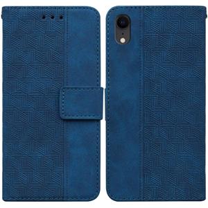 huismerk Geometrische reliëf lederen telefooncase voor iPhone XR