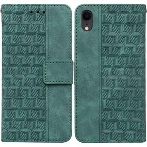 huismerk Geometrische reliëf lederen telefooncase voor iPhone XR