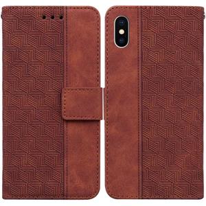 huismerk Geometrische reliëf lederen telefooncase voor iPhone XS max