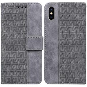 huismerk Geometrische reliëf lederen telefooncase voor iPhone XS max