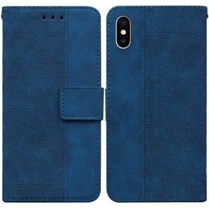 huismerk Geometrische reliëf lederen telefooncase voor iPhone XS max