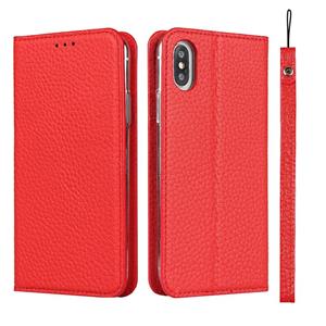 huismerk Litchi Texture Horizontale Flip Top Laag Koeienhuid Lederen Case met Houder & Kaart Slots & Portemonnee & Strap & Wire Winder voor iPhone X / XS