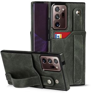 huismerk Voor Samsung Galaxy Note20 Ultra Crazy Horse Textuur Schokbestendig TPU + PU-lederen tas met kaartsleuf & polsbandhouder