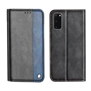 huismerk Voor Galaxy S20 Business Solid Color Stitching Horizontale Flip Lederen Behuizing met Houder & Card Slots(Blauw)