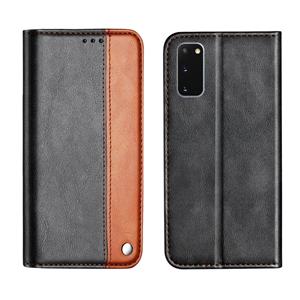 huismerk Voor Galaxy S20 Business Solid Color Stitching Horizontale Flip Lederen Behuizing met Houder & Card Slots (Bruin)