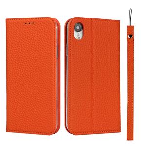 huismerk Litchi Textuur Horizontale Flip Top Laag Koeienhuid Lederen Case met Houder & Kaart Slots & Portemonnee & Strap & Wire Winder voor iPhone XR (Oranje)