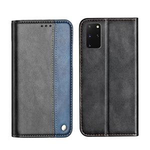 huismerk Voor Galaxy S20+ Business Solid Color Stitching Horizontal Flip Leather Case met Holder & Card Slots(Blauw)