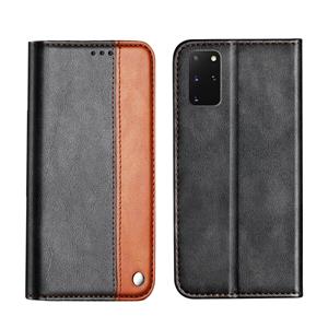 huismerk Voor Galaxy S20+ Business Solid Color Stitching Horizontal Flip Leather Case met Holder & Card Slots(Brown)