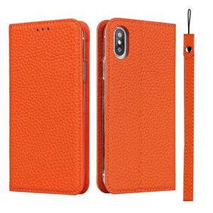 huismerk Litchi Textuur Horizontale Flip Top Laag Koeienhuid Lederen Case met Houder & Kaart Slots & Portemonnee & Strap & Wire Winder voor iPhone XS MAX (Oran