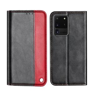 huismerk Voor Galaxy S20 Ultra Business Solid Color Stitching Horizontale Flip Lederen Behuizing met Houder & Card Slots(Rood)