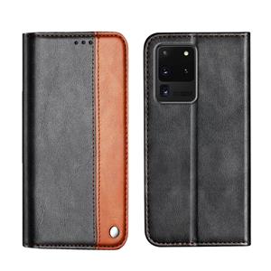 huismerk Voor Galaxy S20 Ultra Business Solid Color Stitching Horizontale Flip Lederen Behuizing met Houder & Card Slots (Bruin)