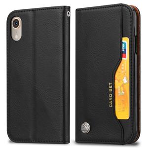 huismerk Kneed huid textuur horizontale Flip lederen case voor de iPhone XR met fotolijst & houder & card slots & portemonnee (zwart)