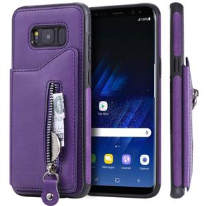 huismerk Voor Galaxy S8 plus effen kleur dubbele gesp rits schokbestendige beschermende case (paars)