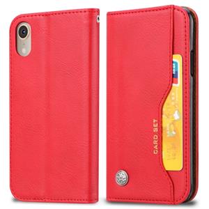 huismerk Knead huidtextuur horizontale Flip lederen case voor iPhone XR met foto frame & houder & kaartsleuven & portemonnee (rood)