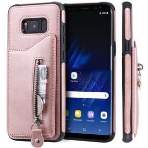 huismerk Voor Galaxy S8 plus effen kleur dubbele gesp rits schokbestendige beschermende case (Rose goud)