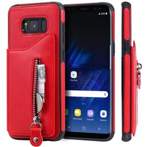 huismerk Voor Galaxy S8 plus effen kleur dubbele gesp rits schokbestendige beschermende case (rood)