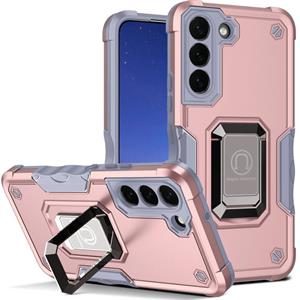 huismerk Voor Samsung Galaxy S22 5G Ringhouder Antislip Armor Telefoonhoes (Rose Gold)