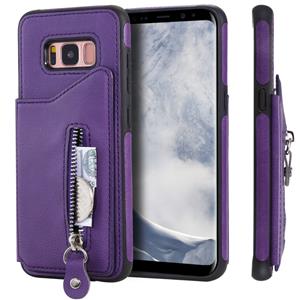 huismerk Voor Galaxy S8 effen kleur dubbele gesp rits schokbestendige beschermende case (paars)