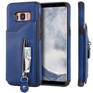 huismerk Voor Galaxy S8 effen kleur dubbele gesp rits schokbestendige beschermende case (blauw)