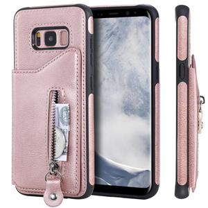 huismerk Voor Galaxy S8 effen kleur dubbele gesp rits schokbestendige beschermende case (Rose goud)