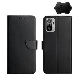 huismerk Voor Xiaomi Redmi Note 10 Echt leren vingerafdrukbestendige horizontale flip-telefooncase