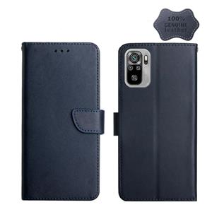 huismerk Voor Xiaomi Redmi Note 10 Echt leren vingerafdrukbestendige horizontale flip-telefooncase