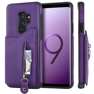 huismerk Voor Galaxy S9 plus effen kleur dubbele gesp rits schokbestendige beschermende case (paars)